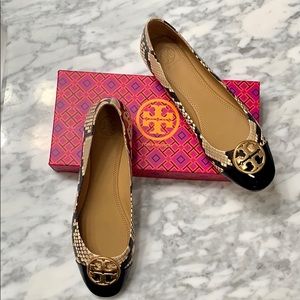 TORY BURCH Chelsea Cap-Toe Snake Ballet Flats